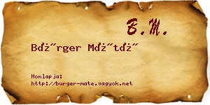 Bürger Máté névjegykártya